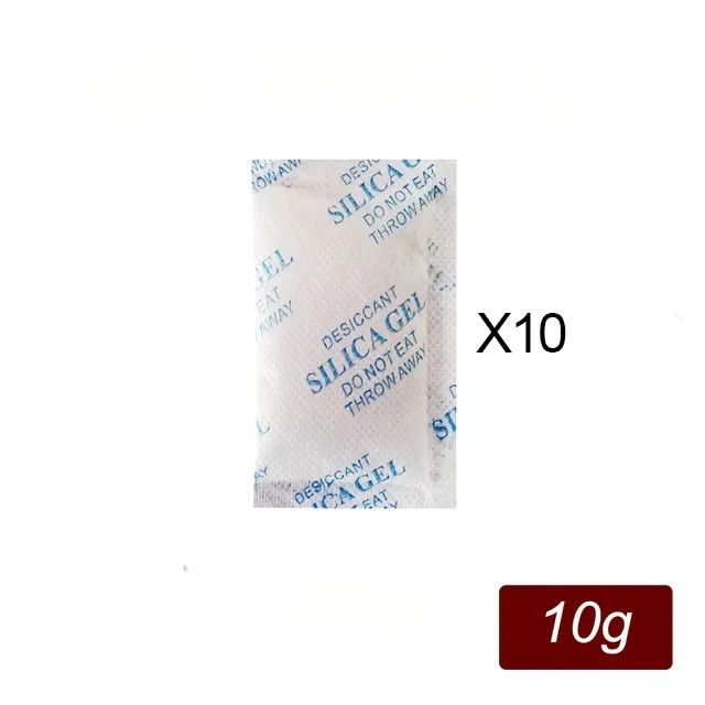 Confezione da 10 sacchetti assorbenti essiccanti in gel di silice non tossici da 10x10 g