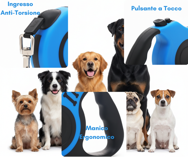 FeedIQ™ Guinzaglio Retrattile Per Cani 3m/5m