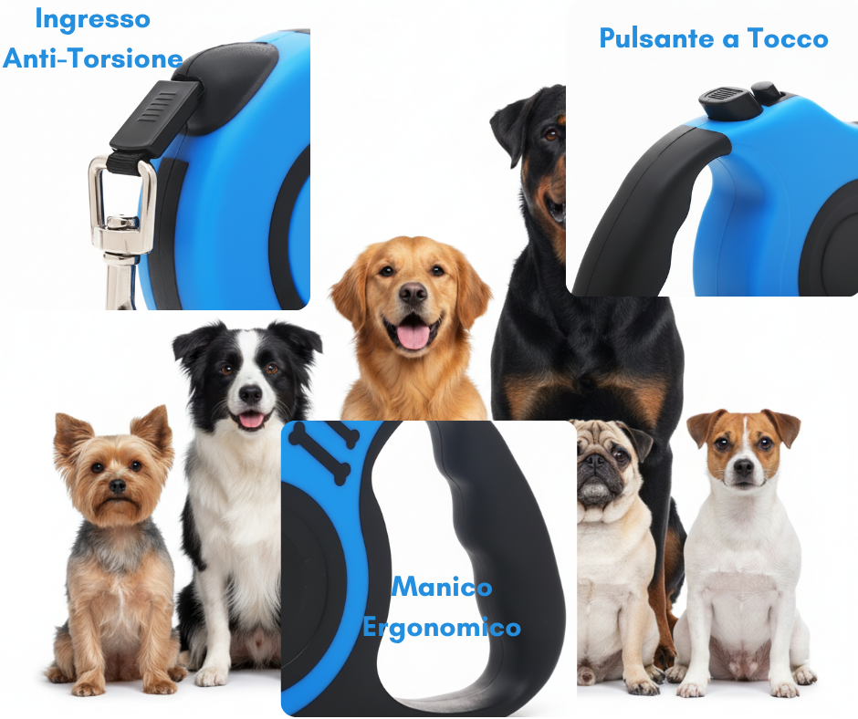 FeedIQ™ Guinzaglio Retrattile Per Cani 3m/5m