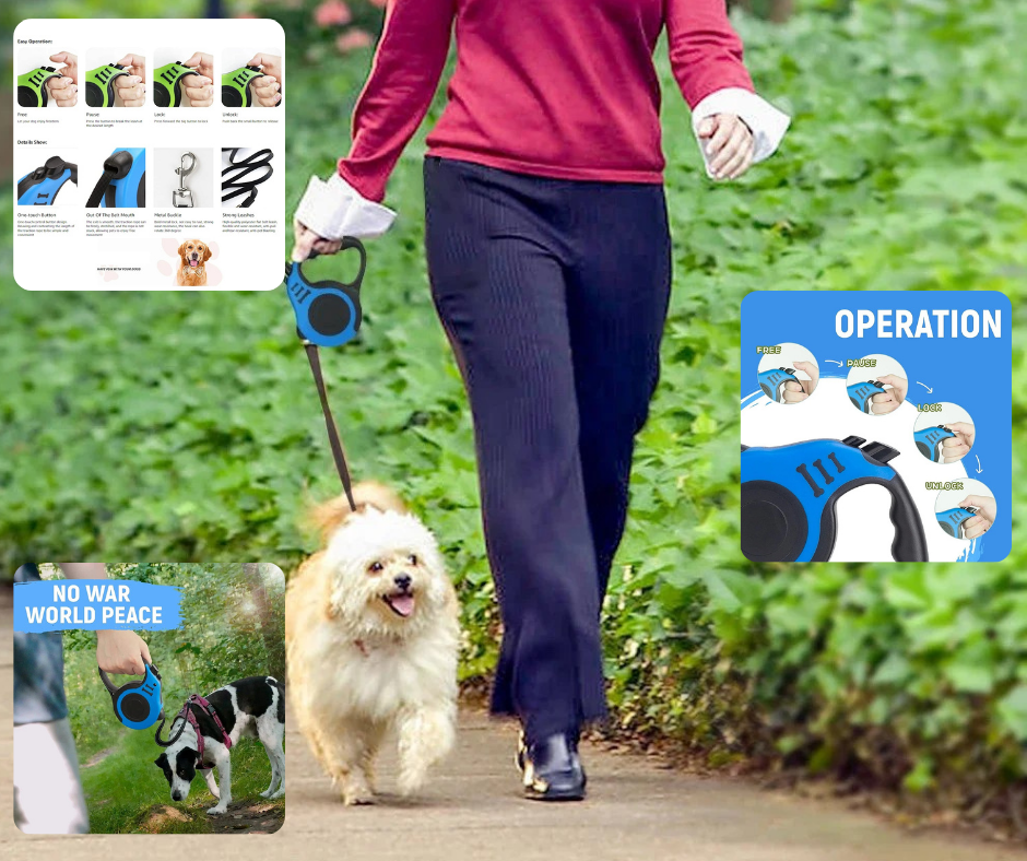 Guinzaglio retrattile per cani FeedIQ™ 3m/5m